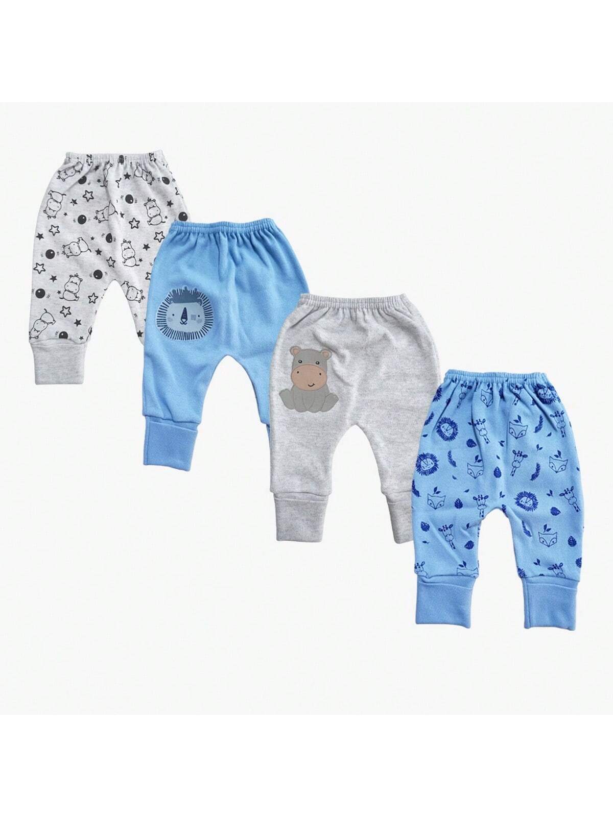 Kit com 4 Calças Em Ribana com Pé Reversível