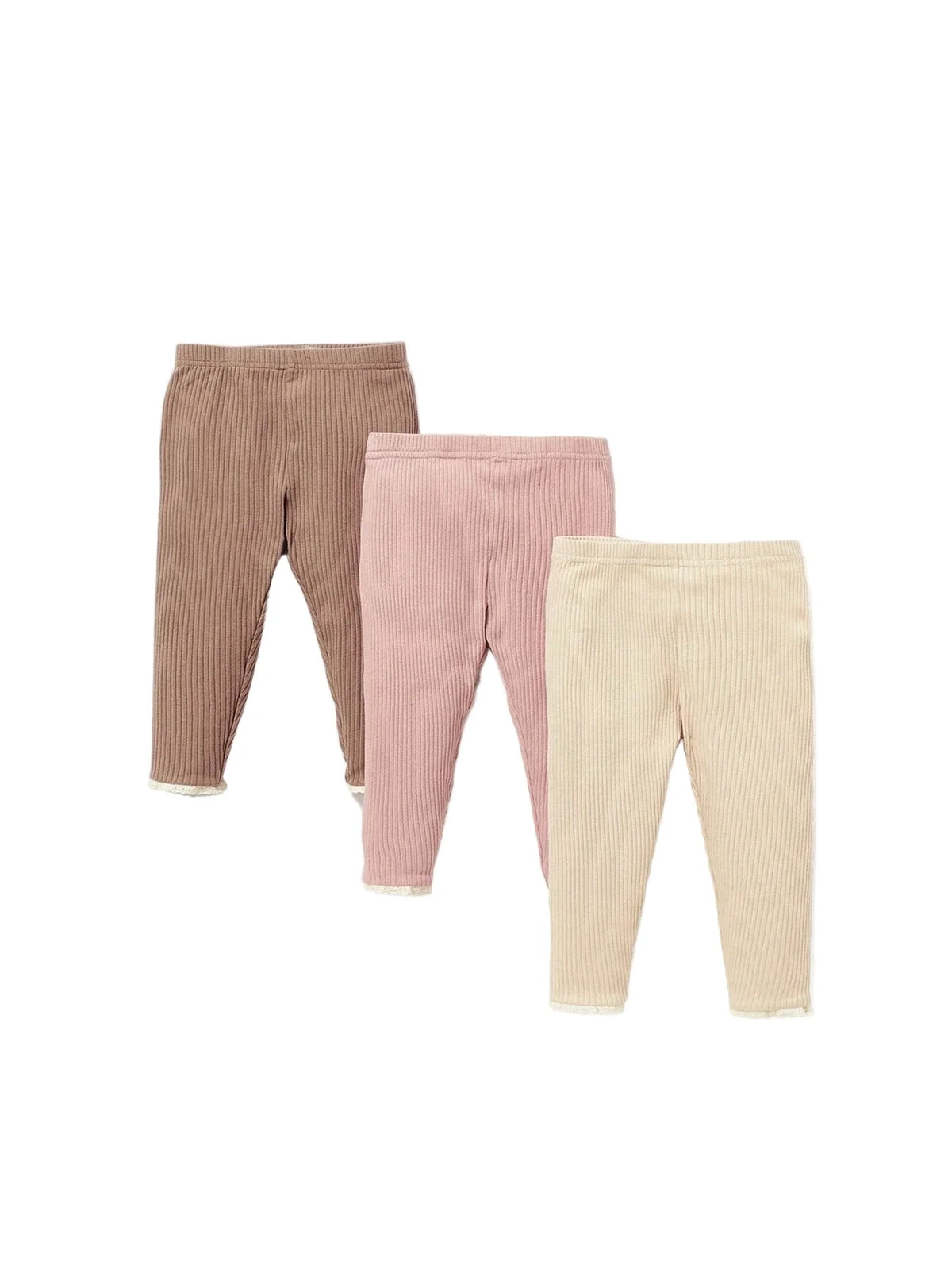 Kit Com 3 Calças Tricotado Em Ribana