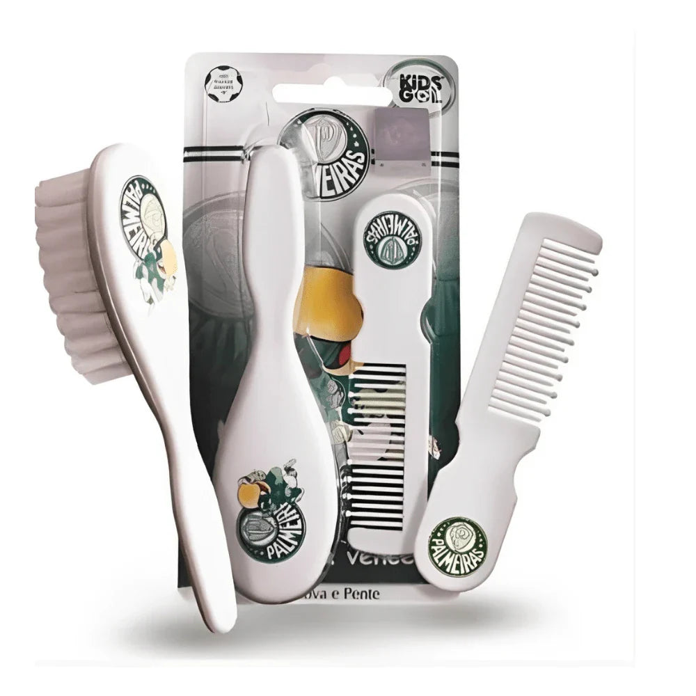 Kit infantil Palmeiras (Chupeta Tam 2 - Prendedor - Mamadeira 260ml - Pente/escova)