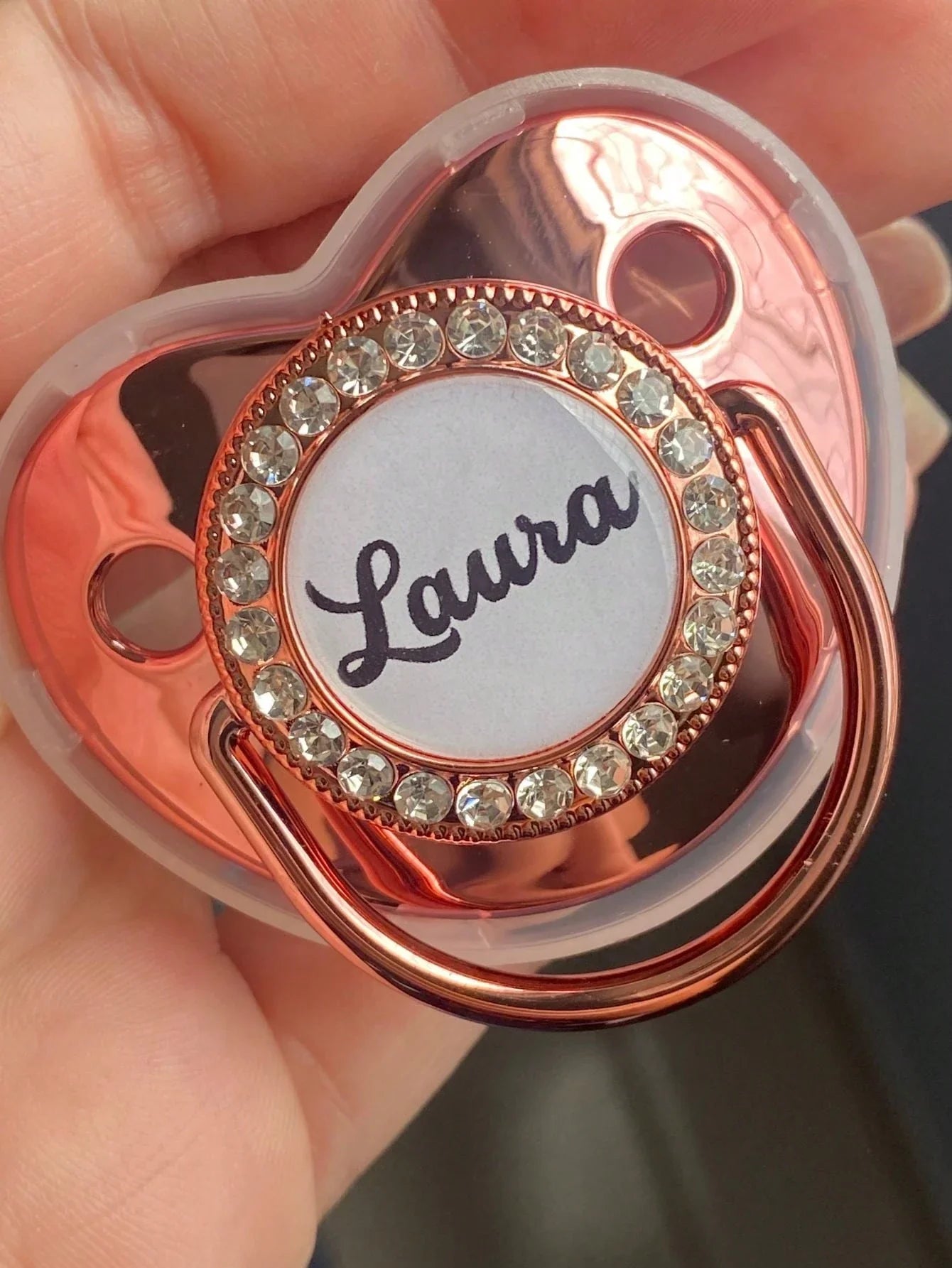 Chupeta personalizada com nome para meninas Rose Gold