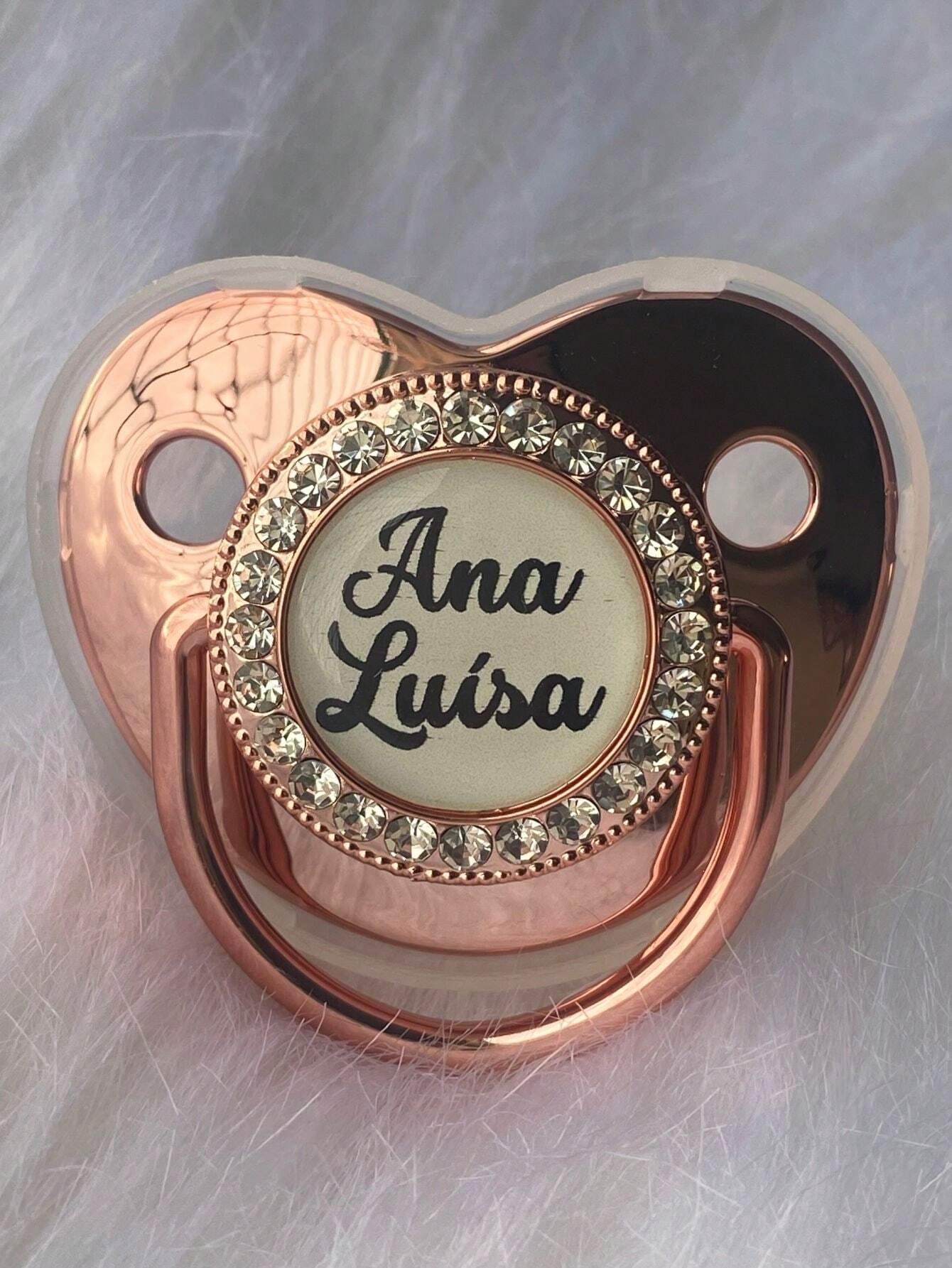 Chupeta personalizada com nome para meninas Rose Gold