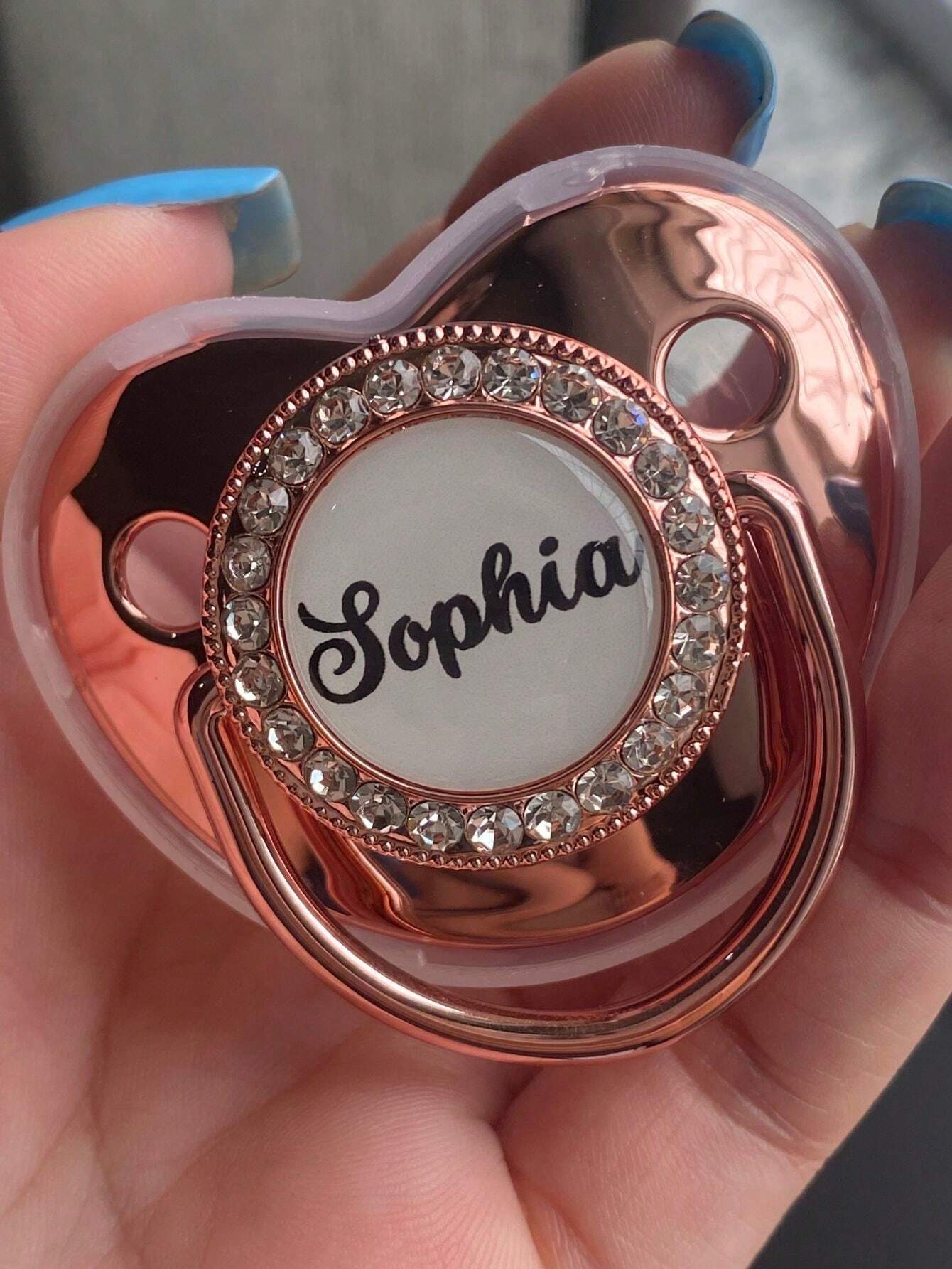Chupeta personalizada com nome para meninas Rose Gold