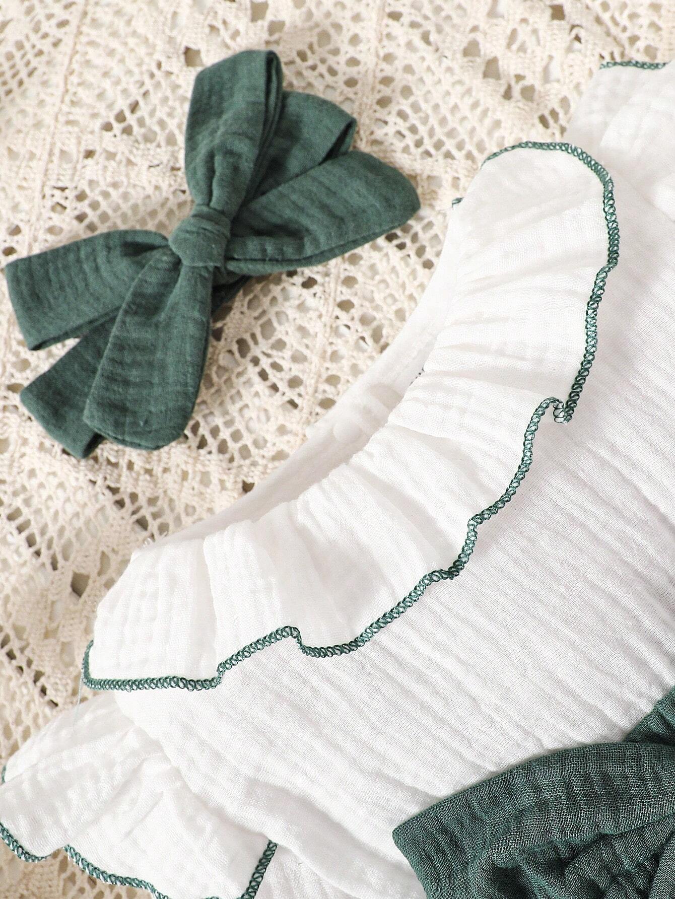 Macacao Longo com Babados e Gola Franzida Bebe Menina Plush Algodão + Faixa