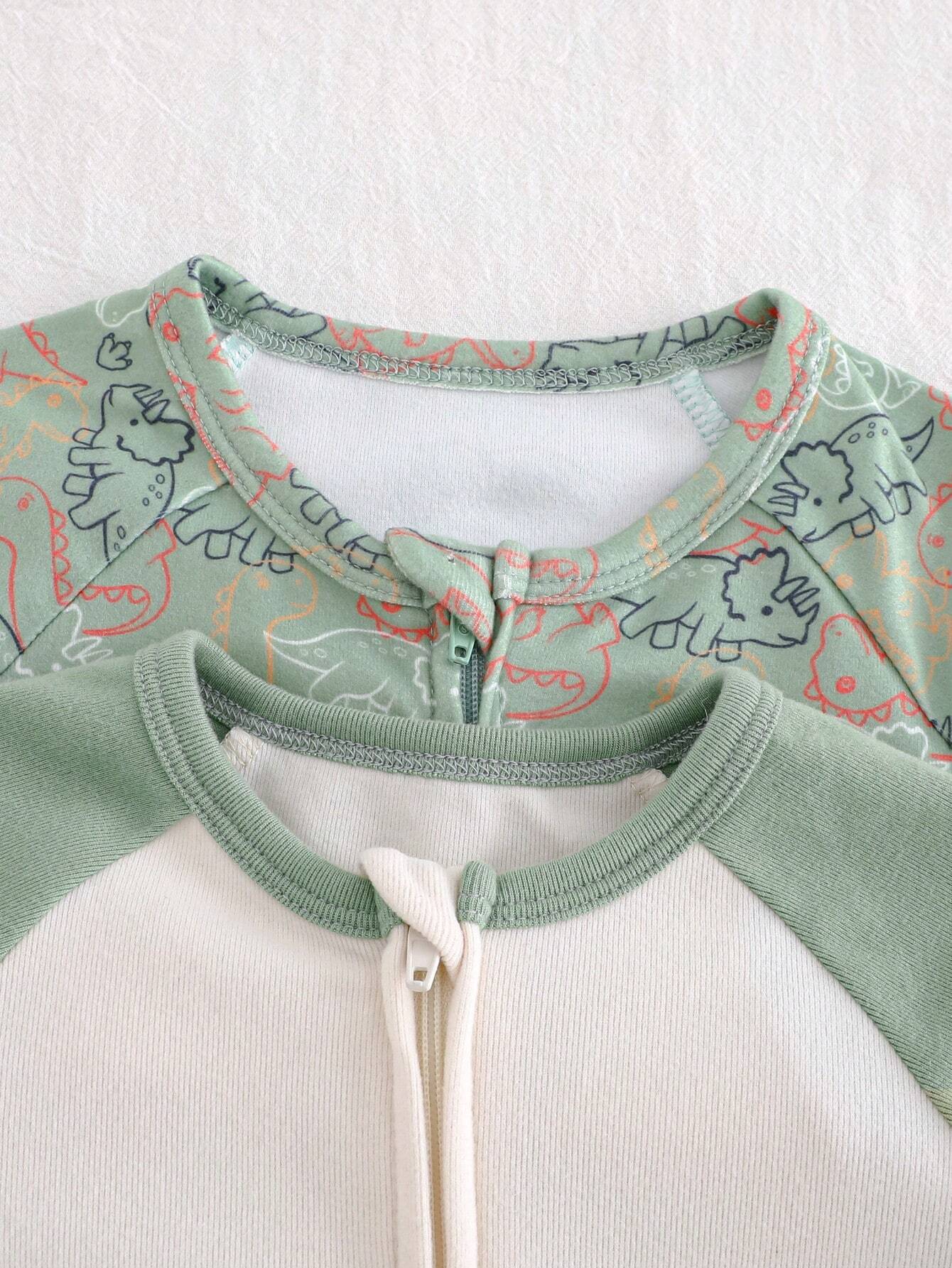 Kit com 2 Macacões de Zíper Algodão Dinossauros