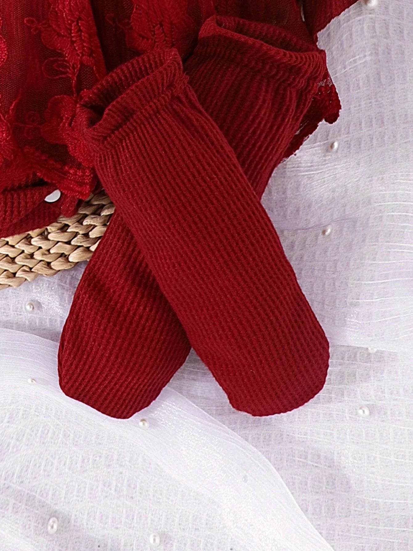 Conjunto Elegante Romper Manga Longa + Faixa para Cabeça + Meias