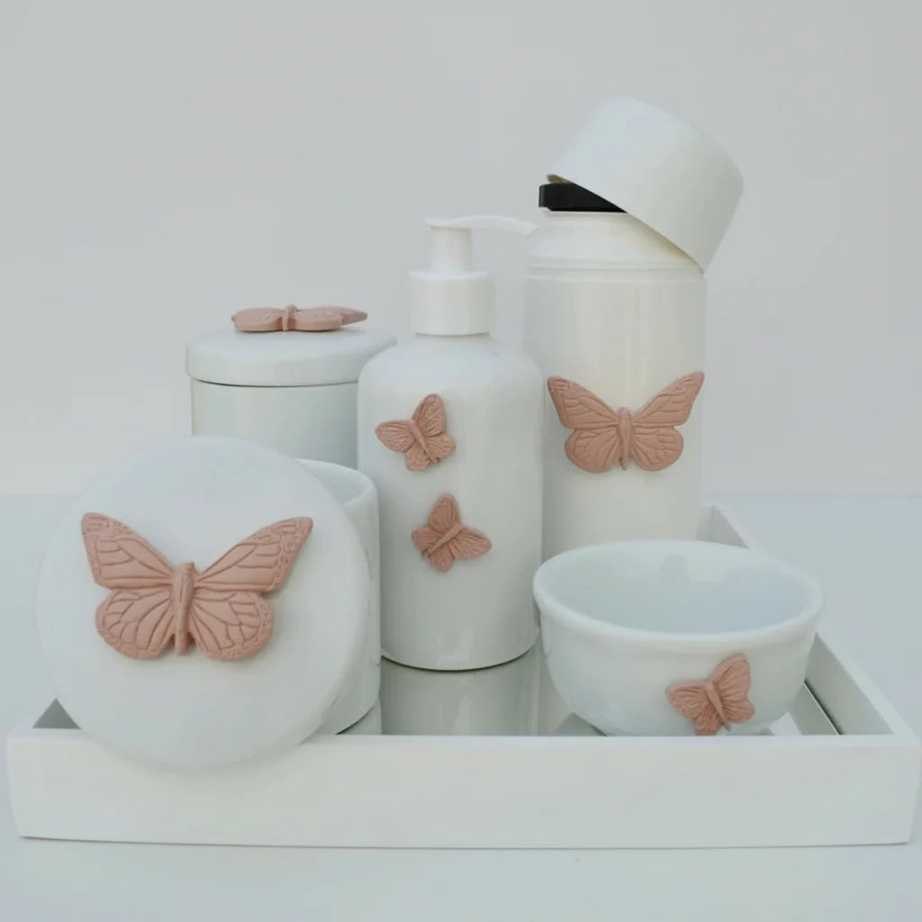 Kit Higiene Bebê Porcelana Maternidade Unissex Completo BORBOLETA