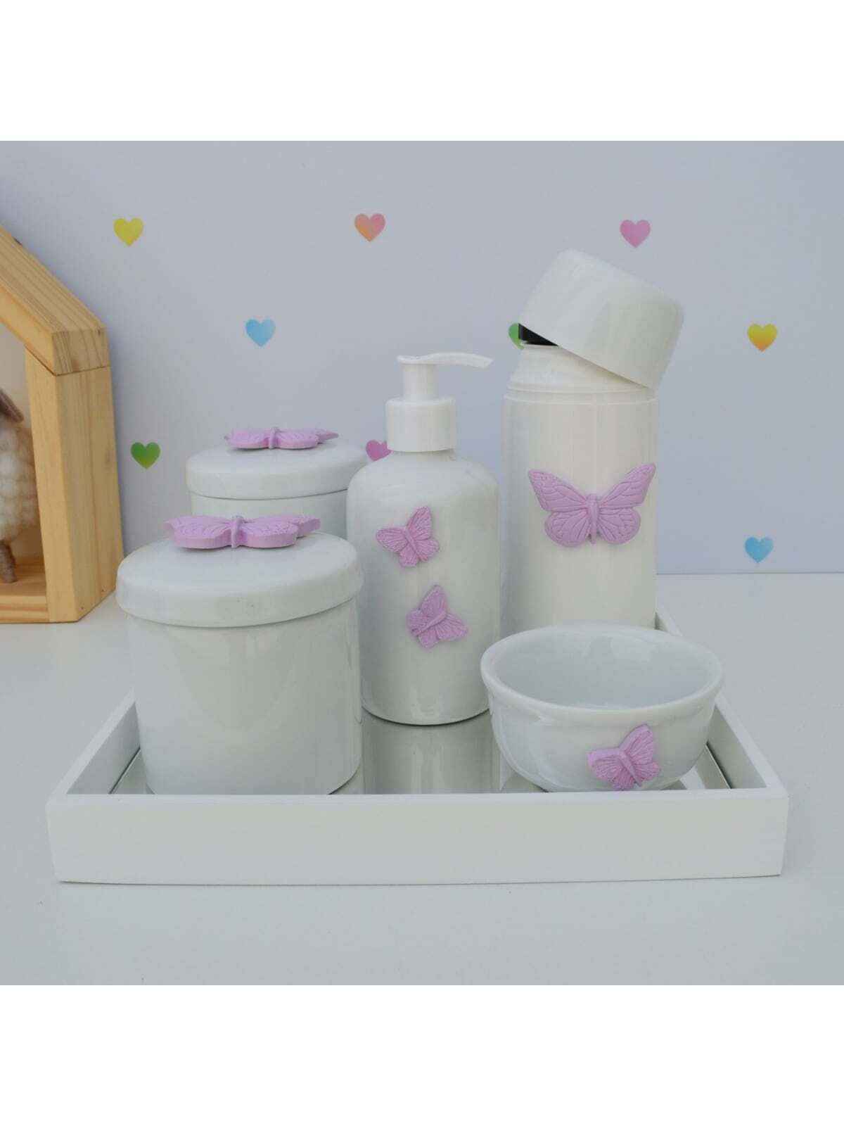 Kit Higiene Bebê Porcelana Maternidade Unissex Completo BORBOLETA