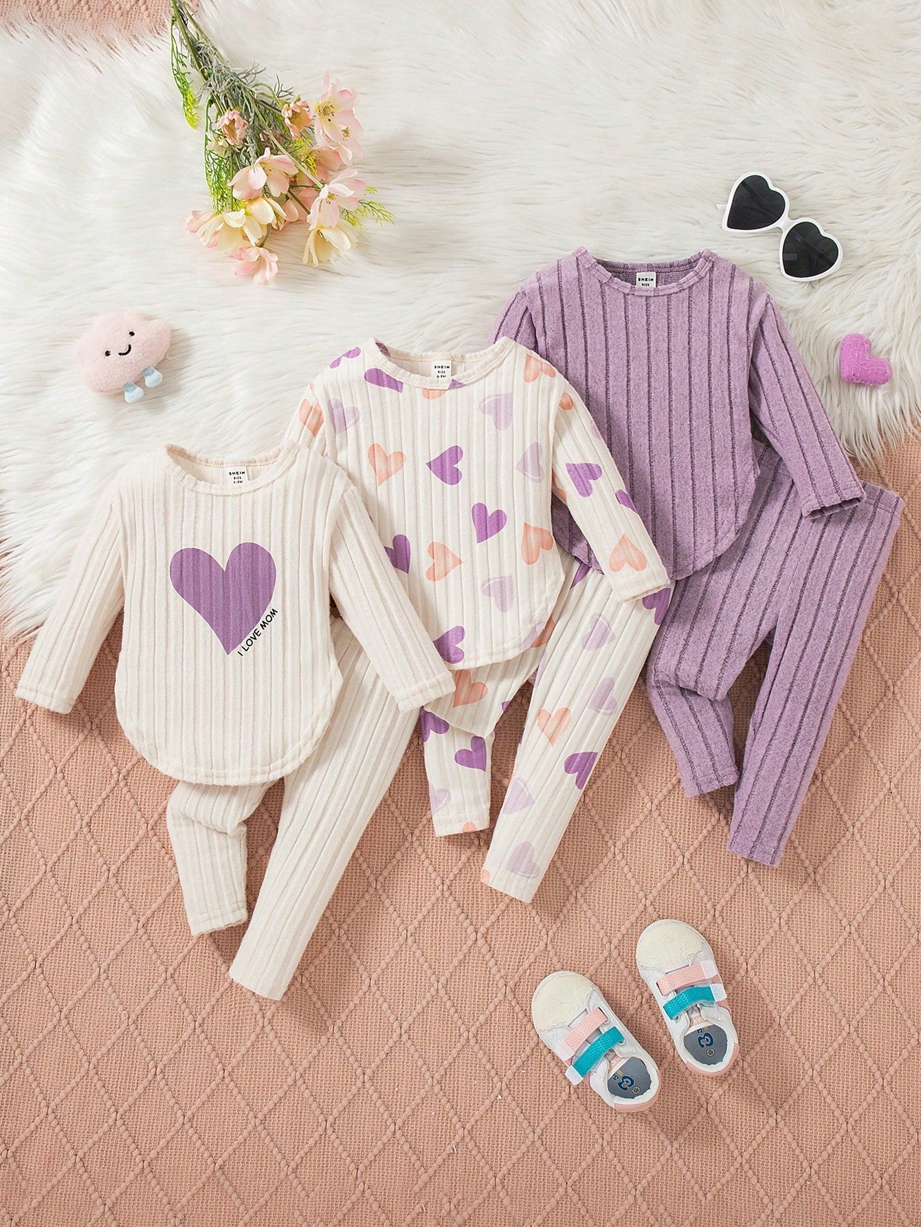 Kit com 3 Peças pijaminha longo para Menina