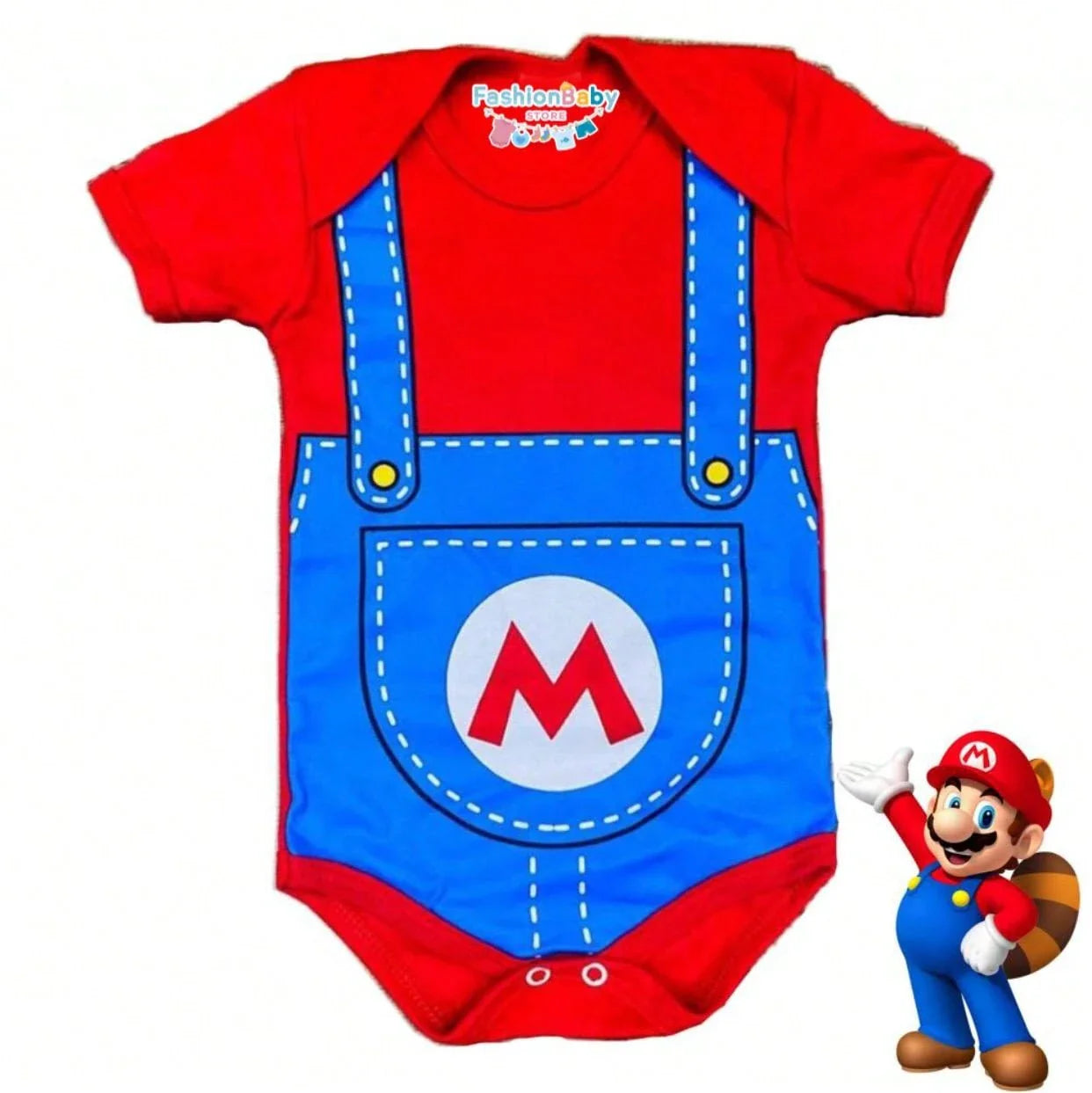 Body De Bêbe Temático Super Mario Body + Boina