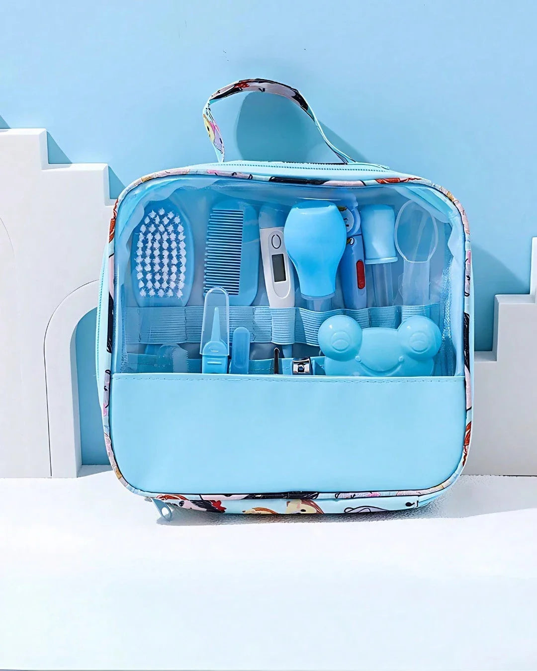 Kit Completo de Cuidados e Higiene para Bebê com 13 Peças com Bolsa Organizadora