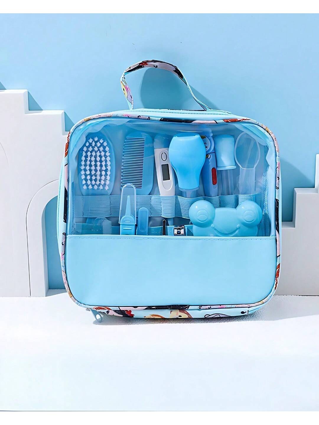 Kit Completo de Cuidados e Higiene para Bebê com 13 Peças com Bolsa Organizadora