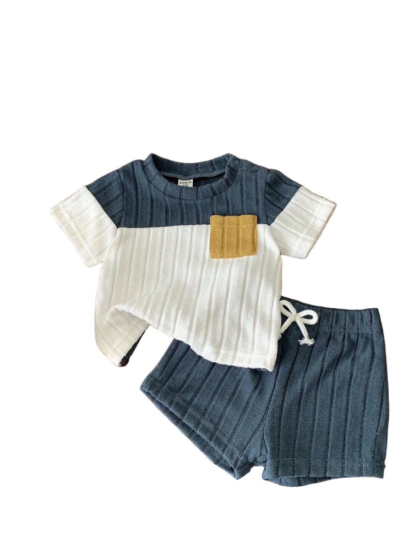 Conjunto 2 peças Camiseta Canelada e Short 100% Algodão