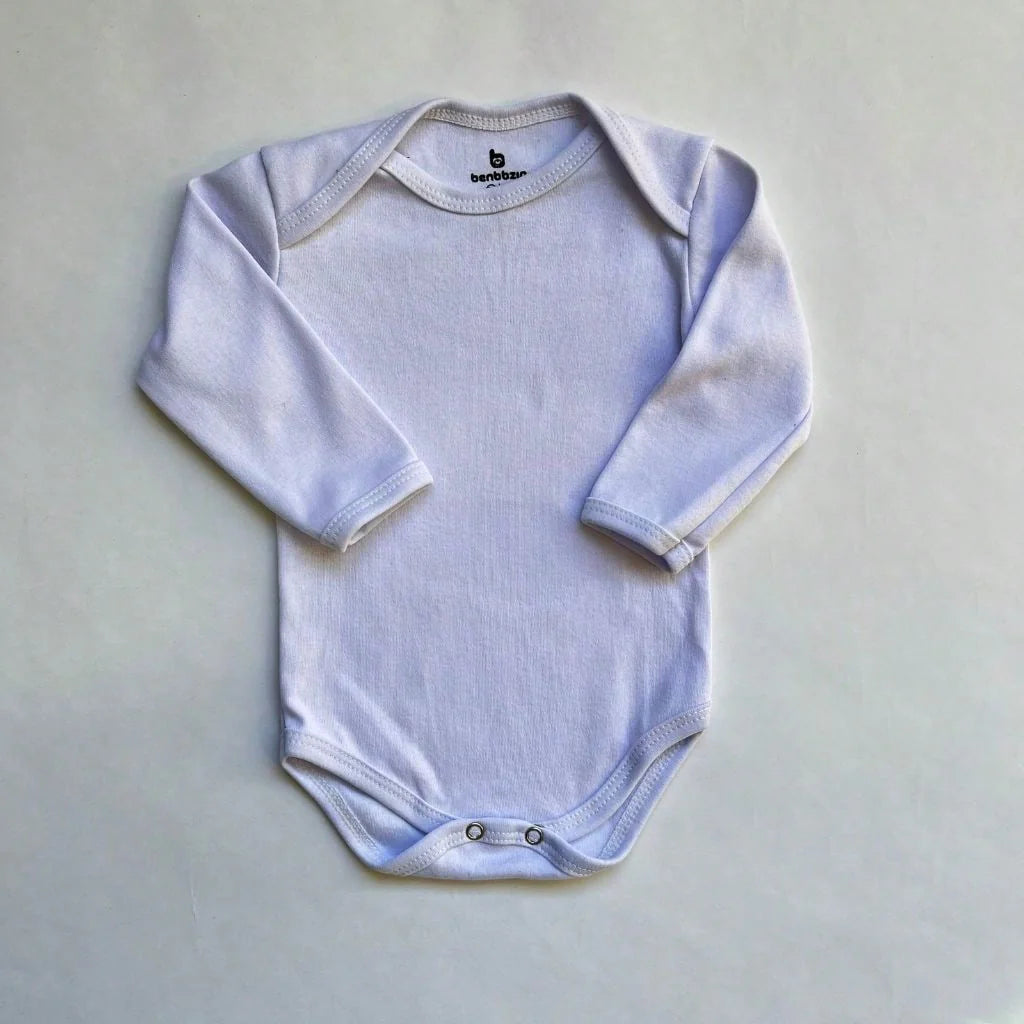 Kit Body Manga Longa Liso 5 Peças Menino 100% Algodão.