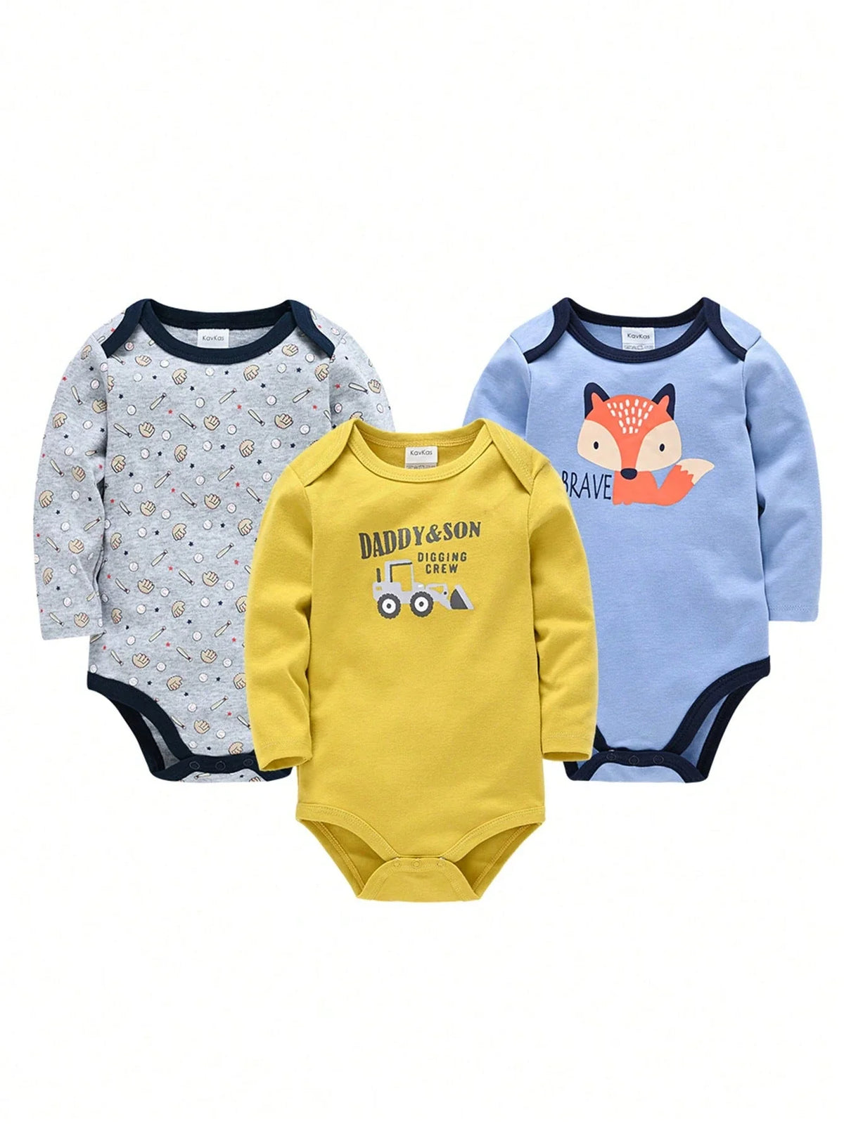 Conjunto 3 peças Body de Manga Longa Estampado menino