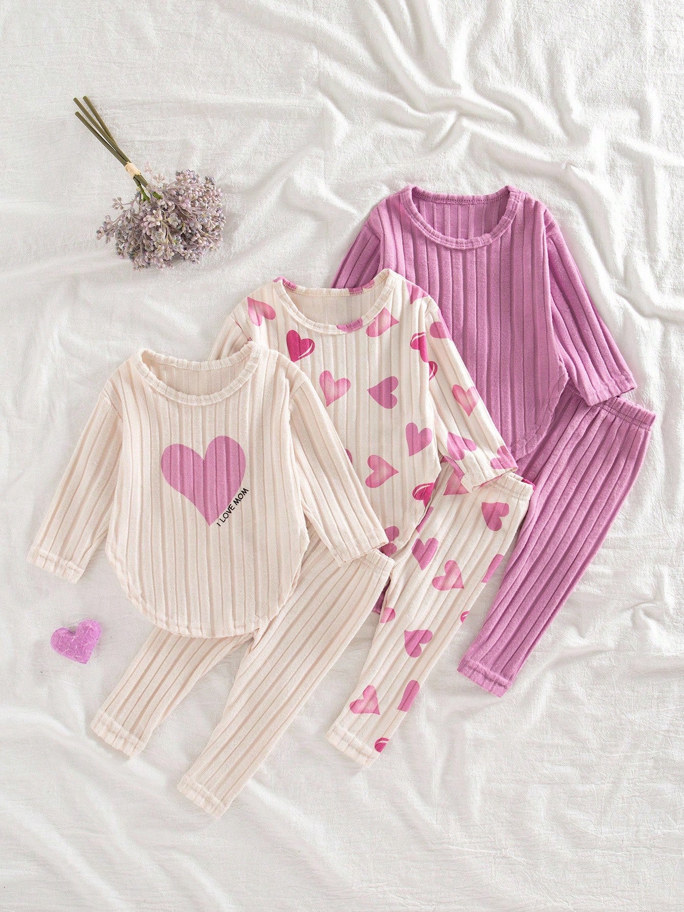 Kit com 3 Peças pijaminha longo para Menina