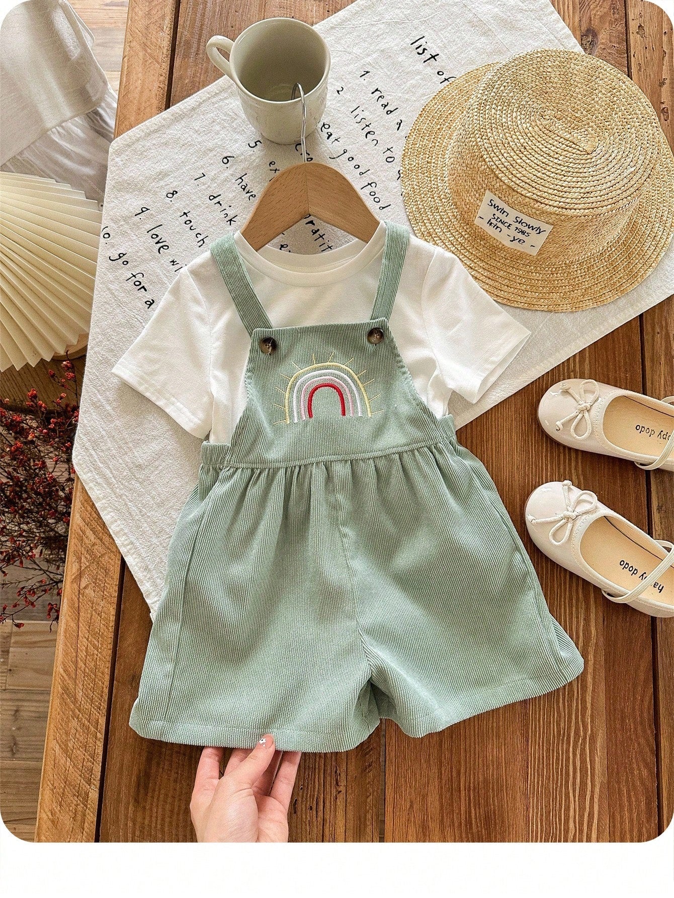 Roupa para Bebê Menina com Romper e Body Arco-iris -2 peças