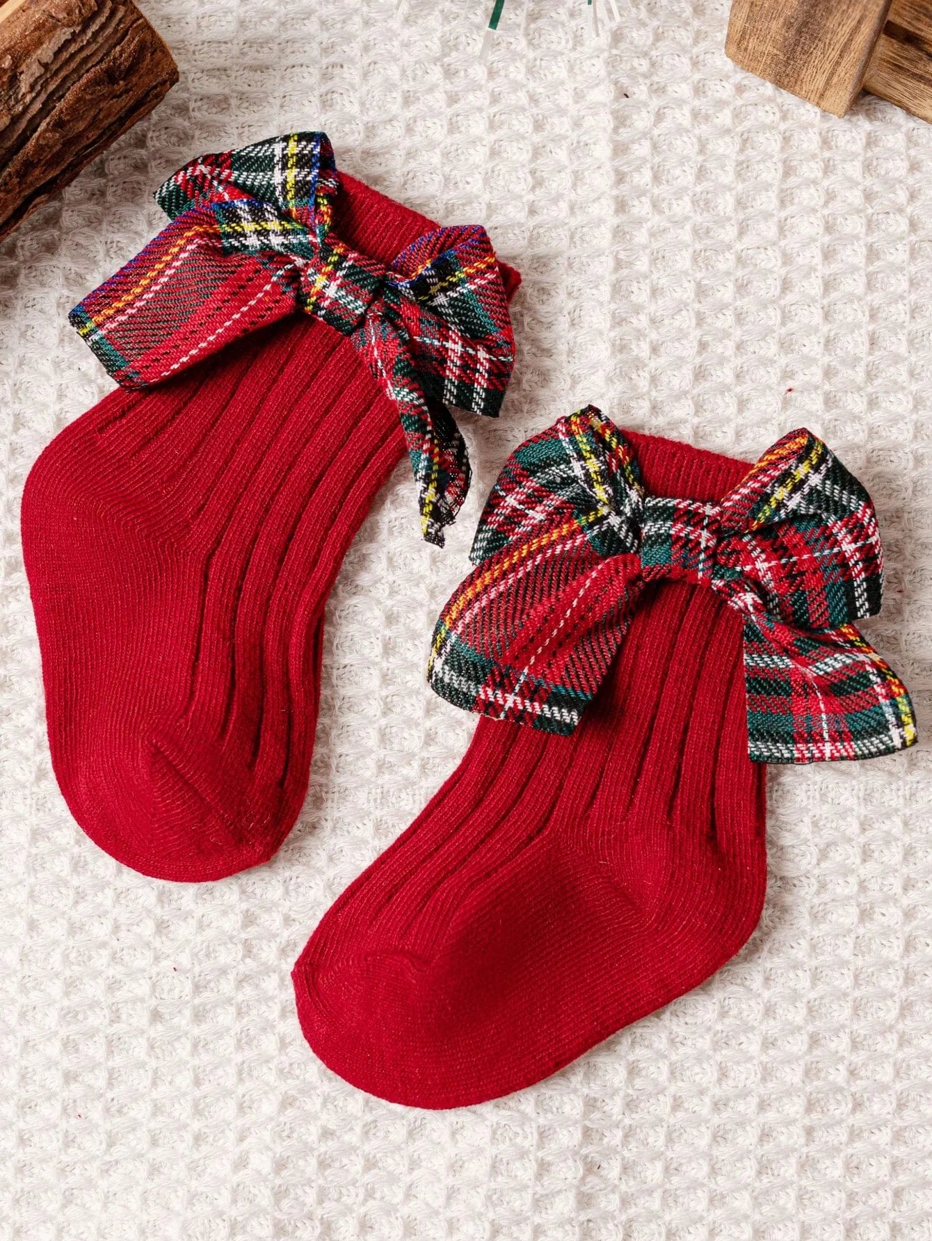 Meia para bebê Natal Laço com poá
