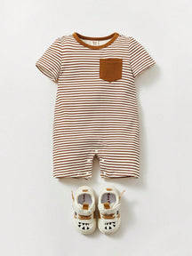 Macacão Listrado Com Bolso