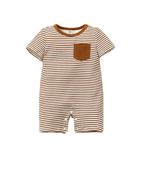 Macacão Listrado Com Bolso