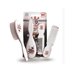 Kit infantil Corinthians (Chupeta Tam 2 - Prendedor - Mamadeira 260ml - Pente/escova)