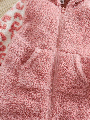 Macacão com capuz fofo de pele de leopardo