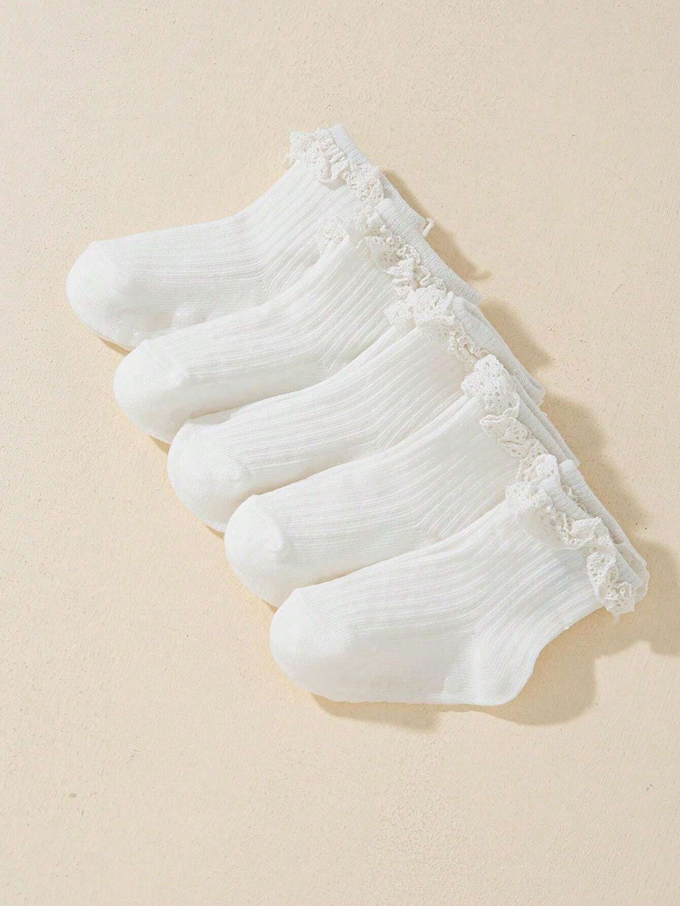 5 Pares De Meias Anti-derrapantes Com Renda