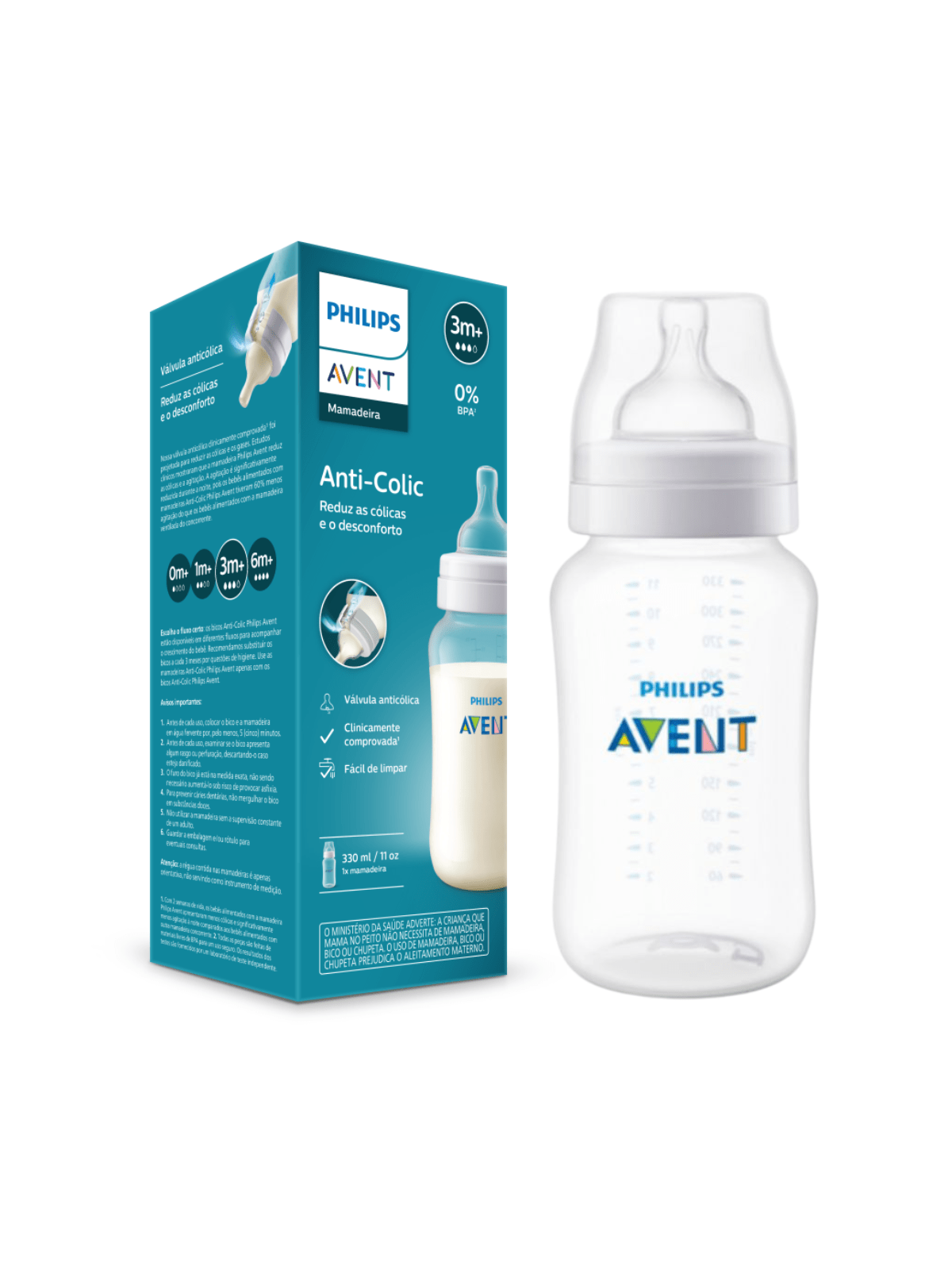 Mamadeira Avent Clássica Anticólica 330 ml 0% BPA Bebê