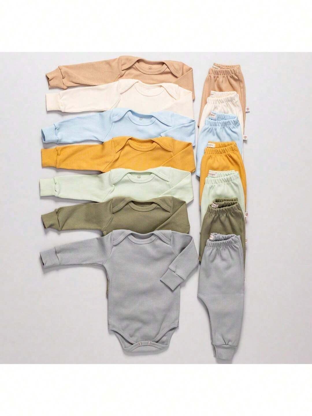 Kit 6 Peças 3 Conjunto Body Manga Longa + Mijão Liso Unisex