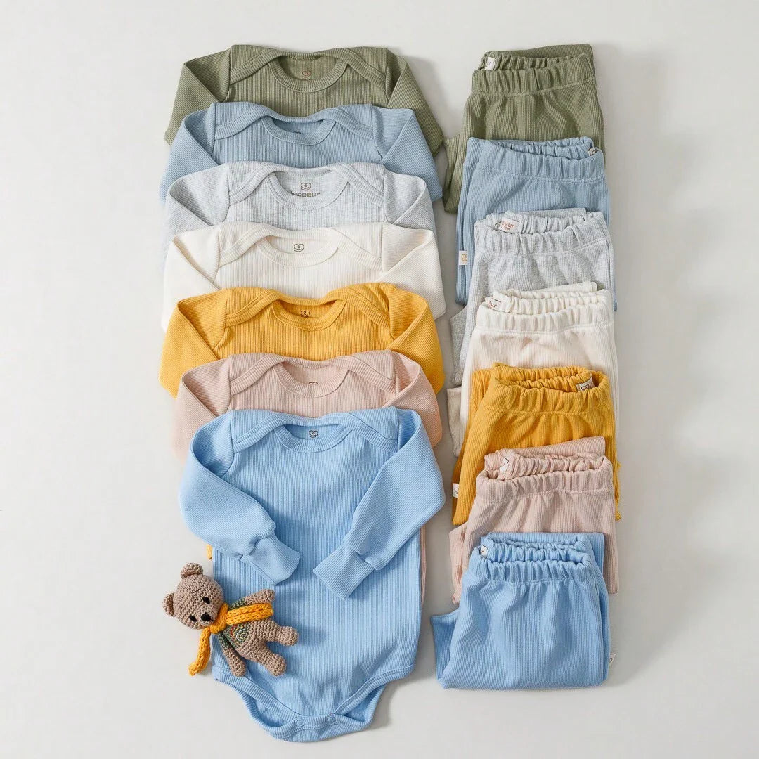 Kit 6 Peças 3 Conjunto Body Manga Longa + Mijão Liso Unisex