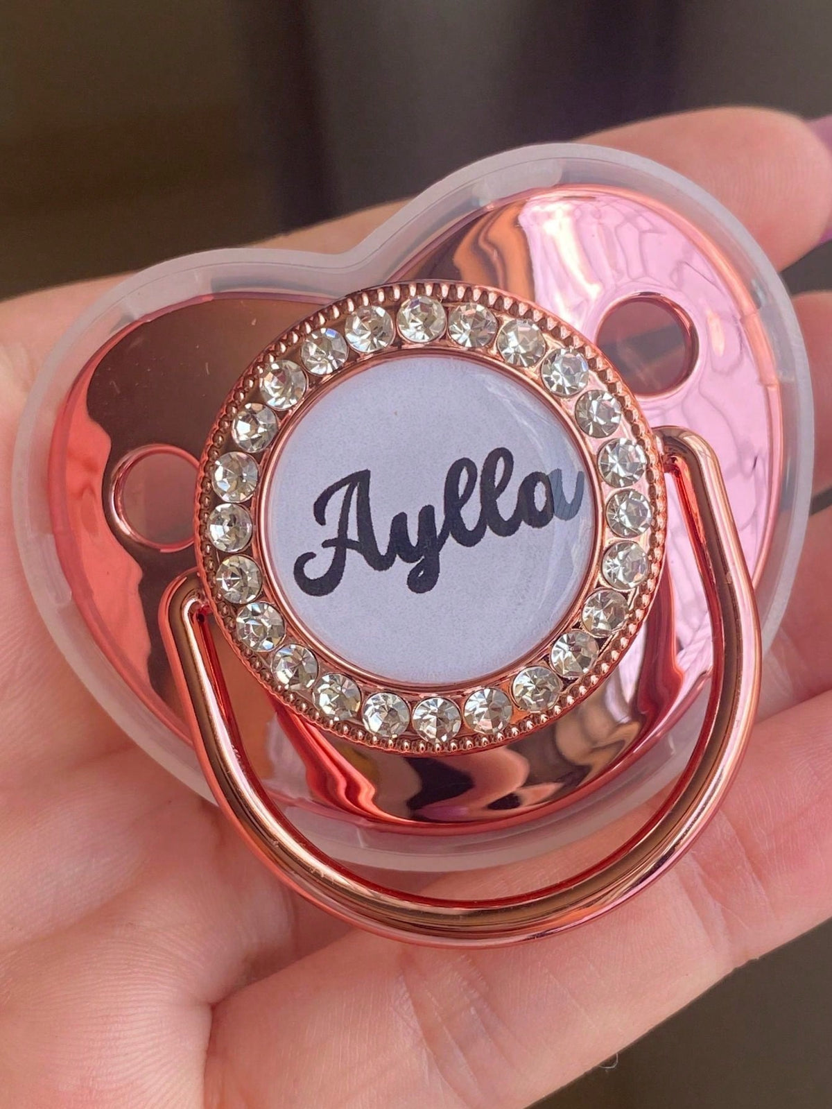 Chupeta personalizada com nome para meninas Rose Gold