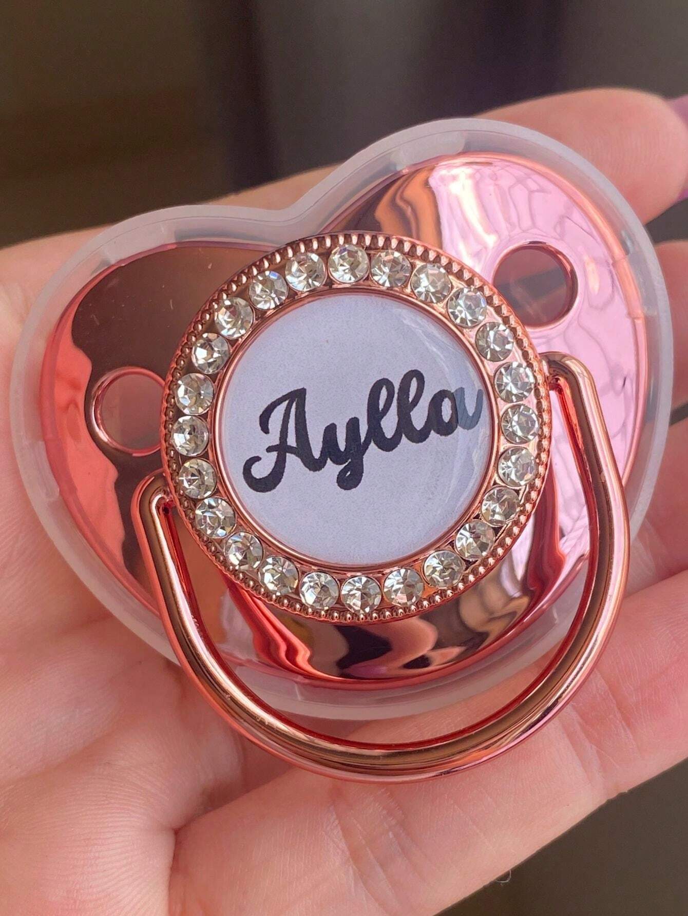 Chupeta personalizada com nome para meninas Rose Gold