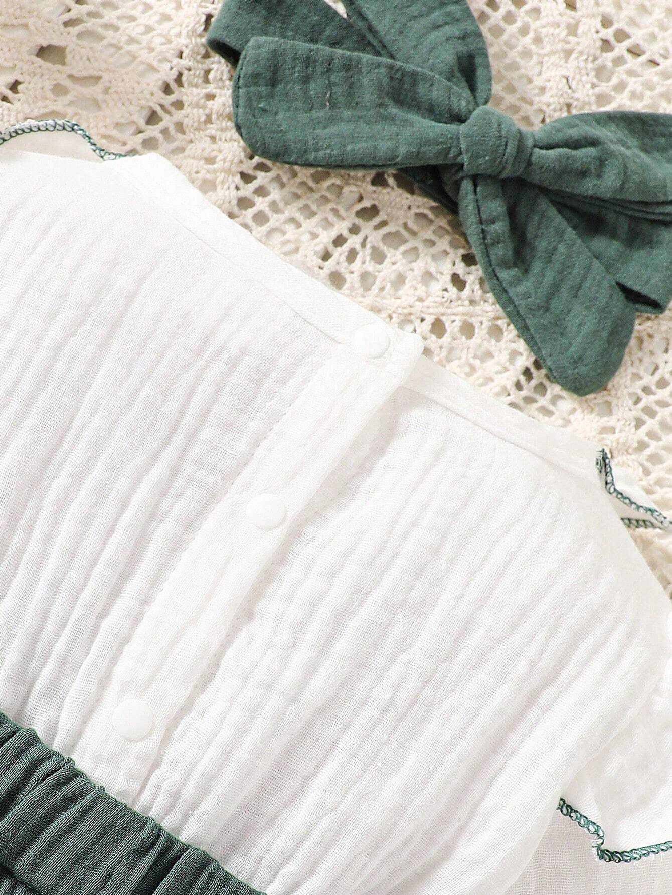 Macacao Longo com Babados e Gola Franzida Bebe Menina Plush Algodão + Faixa