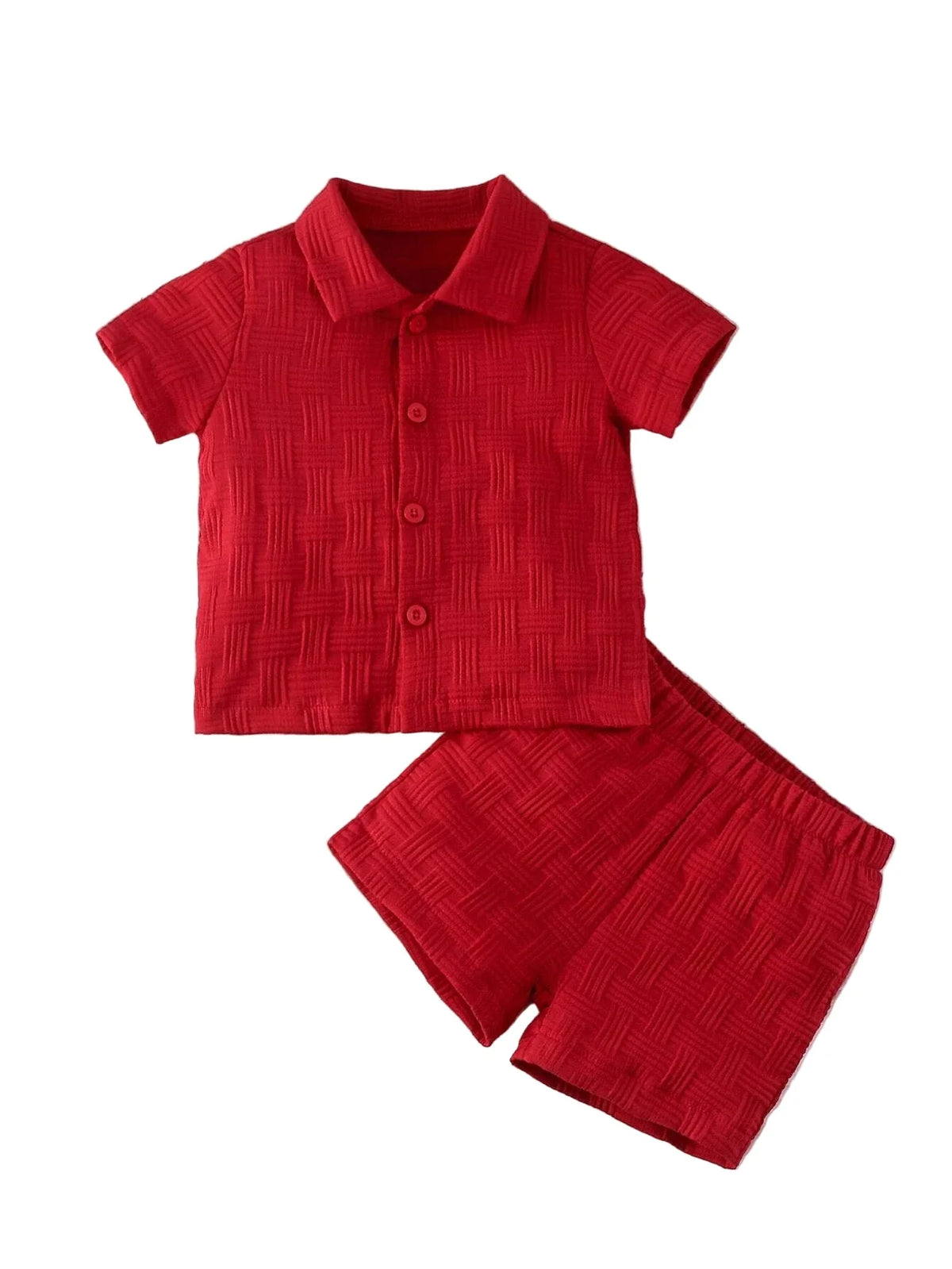 Conjunto de Camiseta e Shorts Malha Texturizada 2 Peças