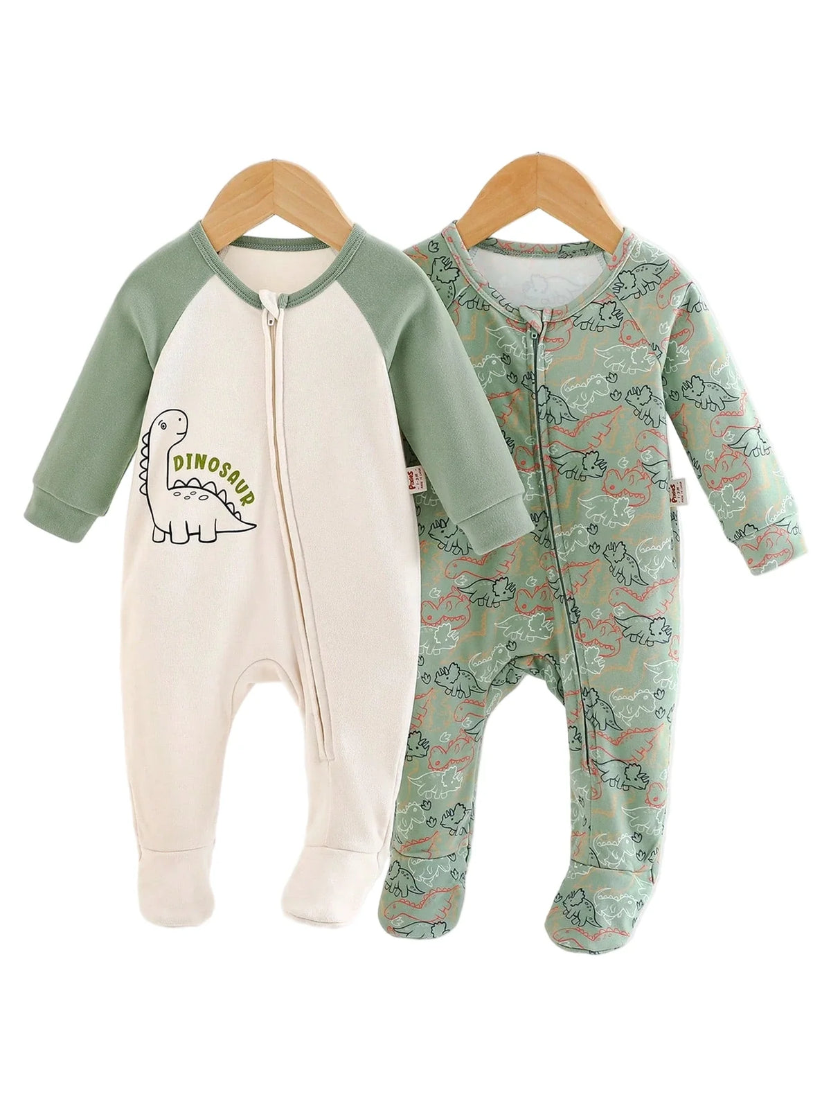 Kit com 2 Macacões de Zíper Algodão Dinossauros