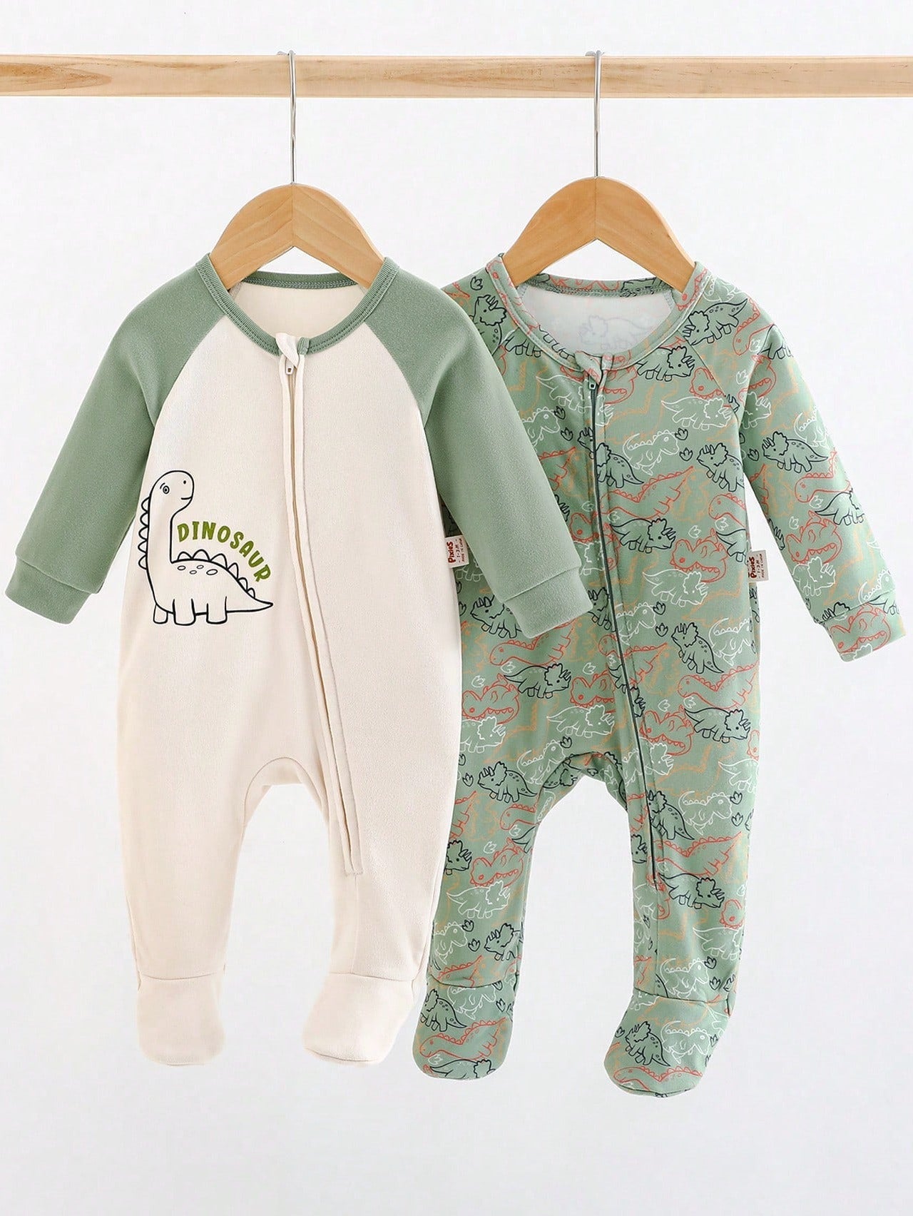 Kit com 2 Macacões de Zíper Algodão Dinossauros