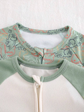 Kit com 2 Macacões de Zíper Algodão Dinossauros