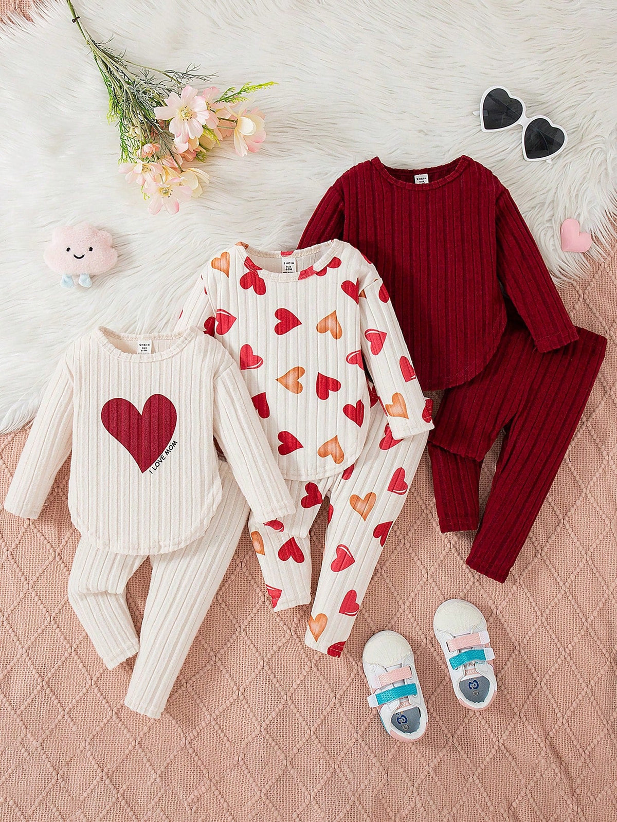 Kit com 3 Peças pijaminha longo para Menina