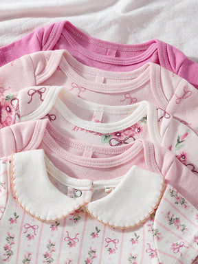 Kit body bebê 5 peças Tons de Rosa