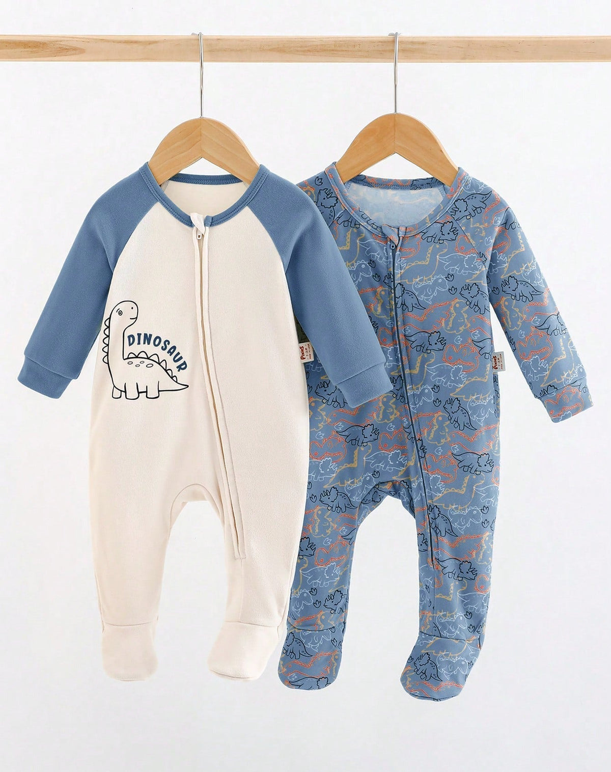 Kit com 2 Macacões de Zíper Algodão Dinossauros