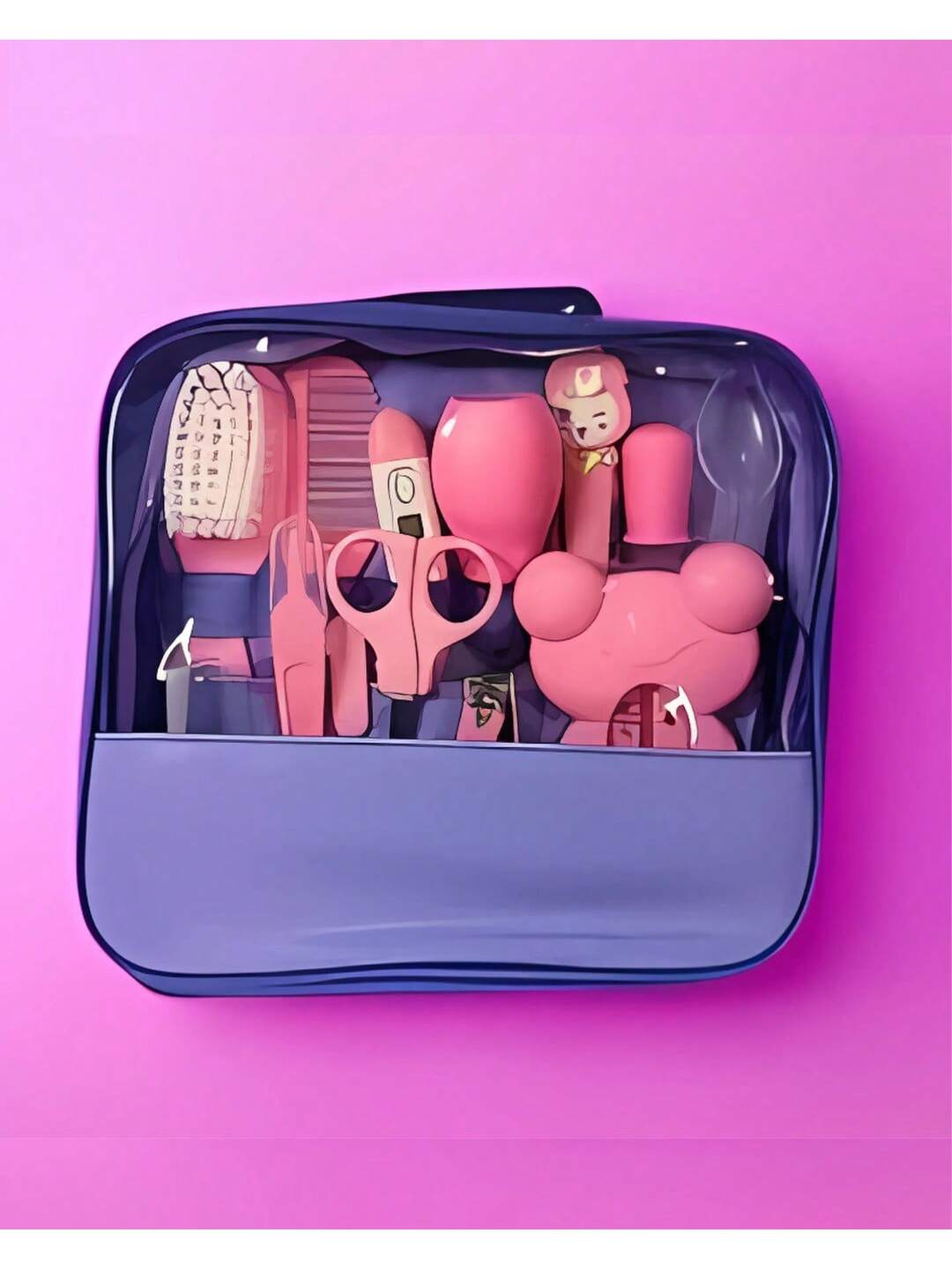 Kit Completo de Cuidados e Higiene para Bebê com 13 Peças com Bolsa Organizadora
