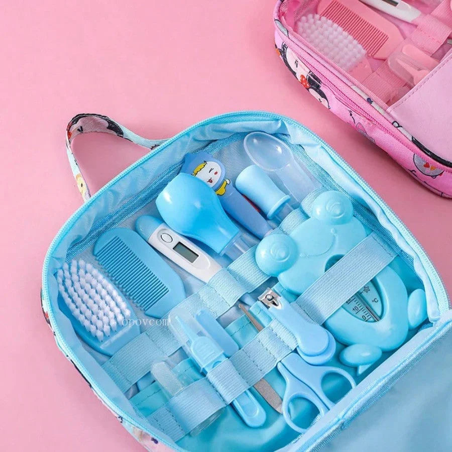 Kit Completo de Cuidados e Higiene para Bebê com 13 Peças com Bolsa Organizadora