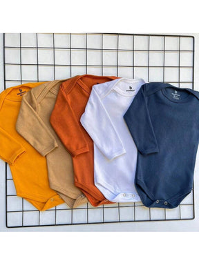 Kit Body Manga Longa Liso 5 Peças Menino  100% Algodão.