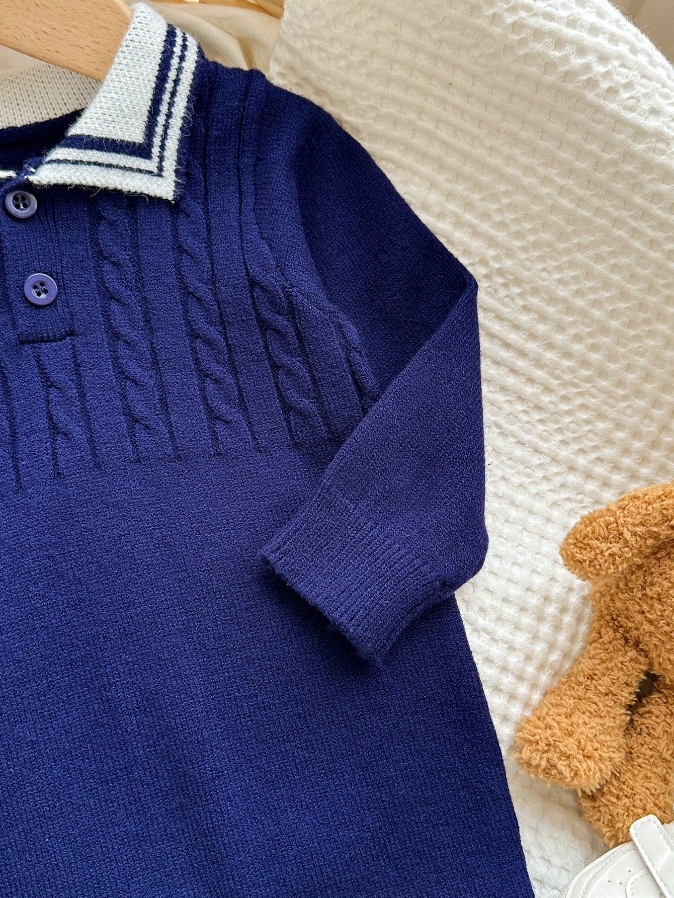 Saida de maternidade Tricot Azul Royal