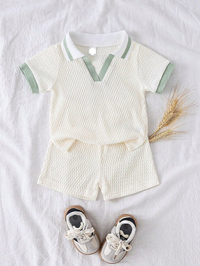 Conjunto de Manga Curta com Colarinho Combinando Vintage