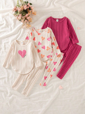 Kit com 3 Peças pijaminha longo para Menina