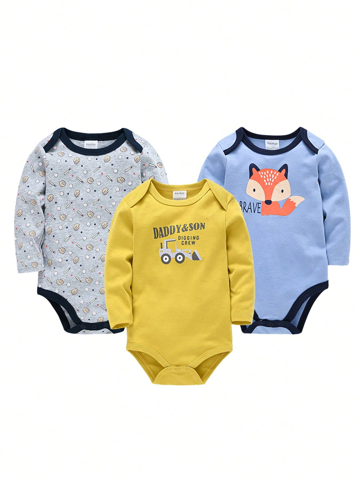 Conjunto 3 peças  Body de Manga Longa Estampado menino