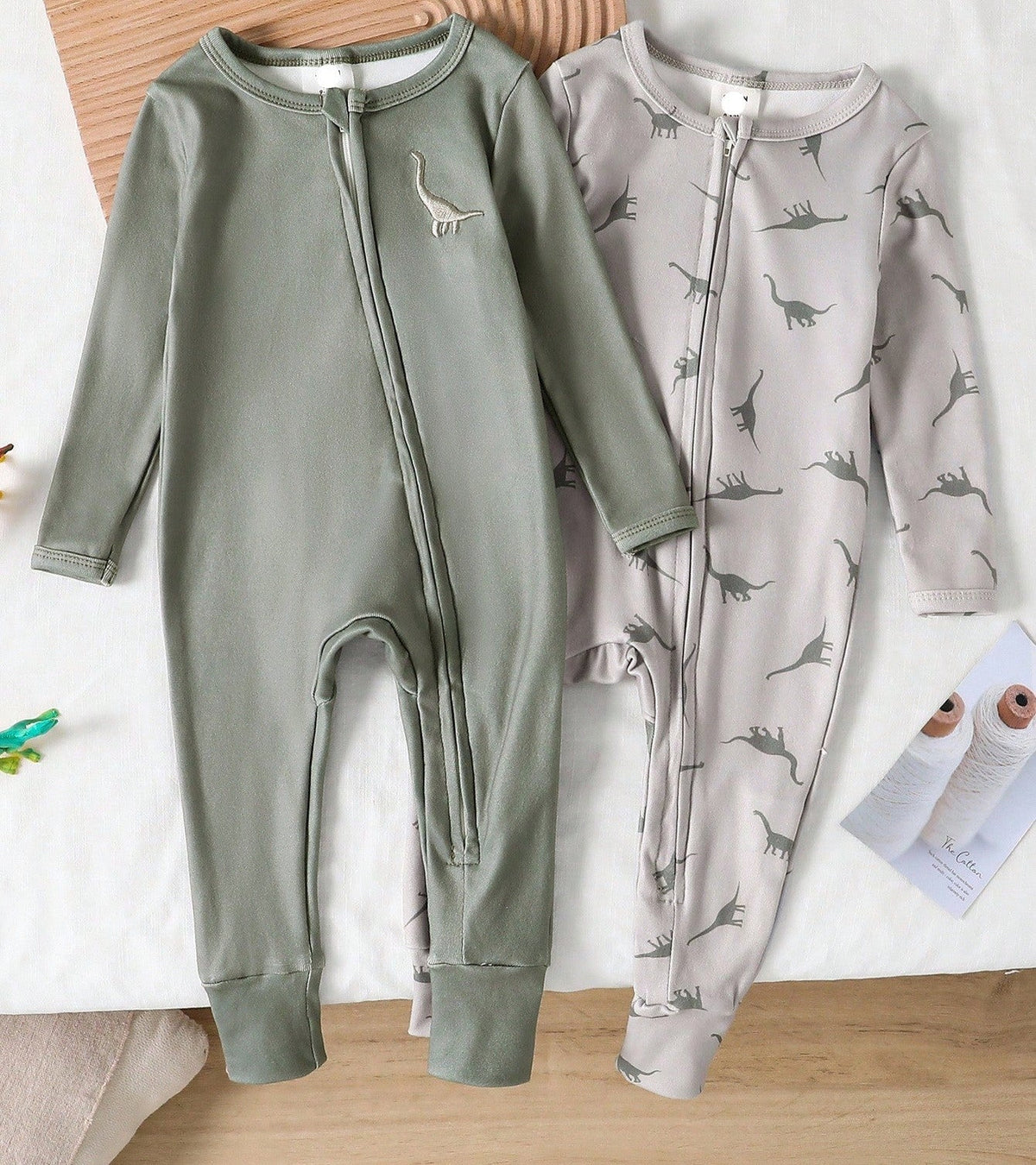 Kit Macacão com Zíper para Bebê com 2 unidades - Dino