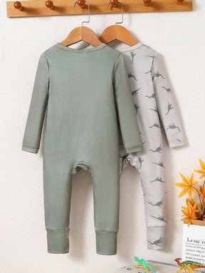 Kit Macacão com Zíper para Bebê com 2 unidades - Dino