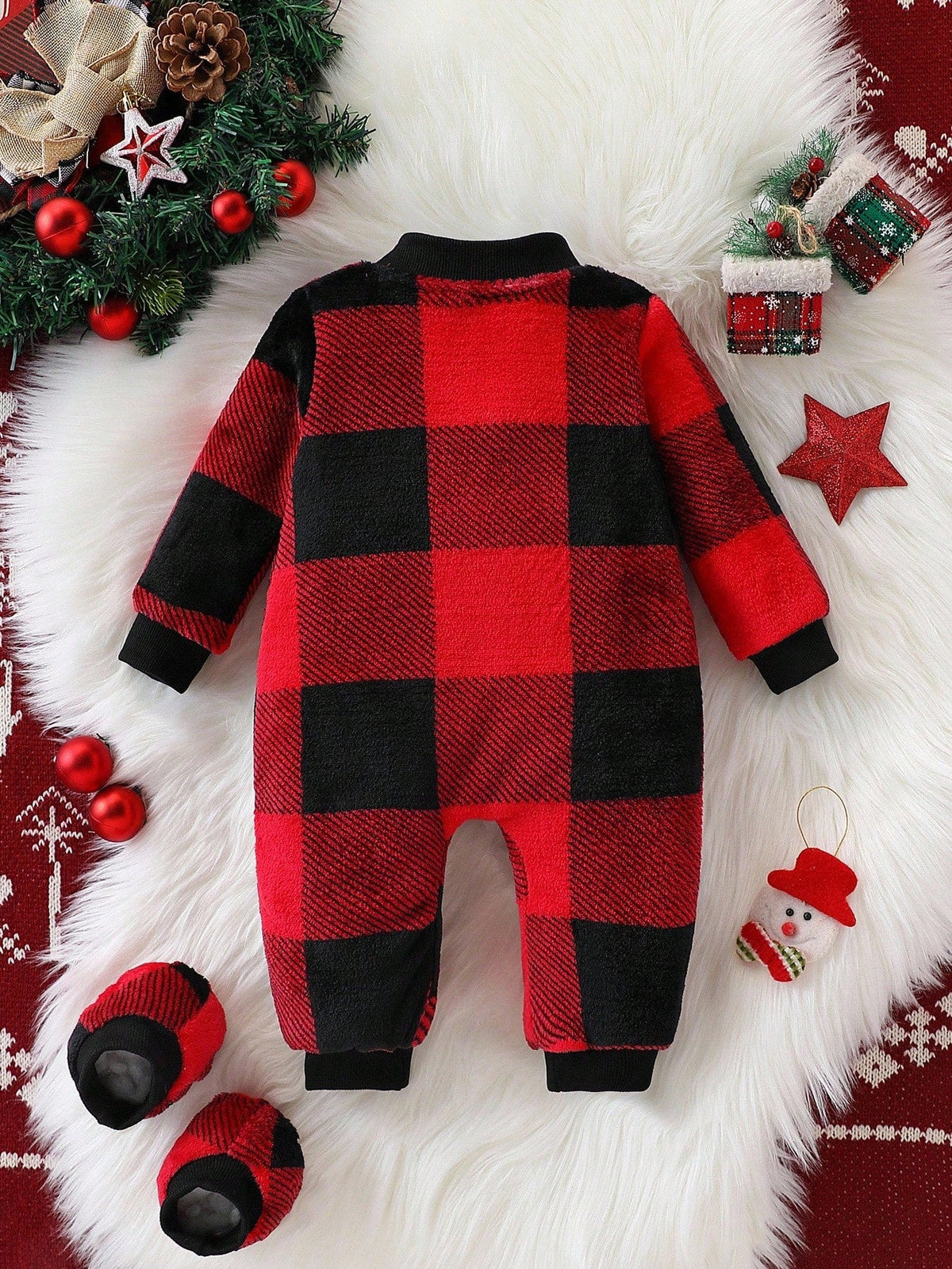 Macacão de Manga Longa e sapatinho Xadrez