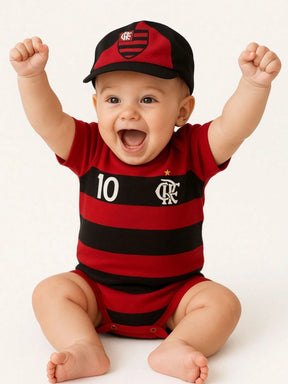 Kit Body Bebê + Boina Flamengo